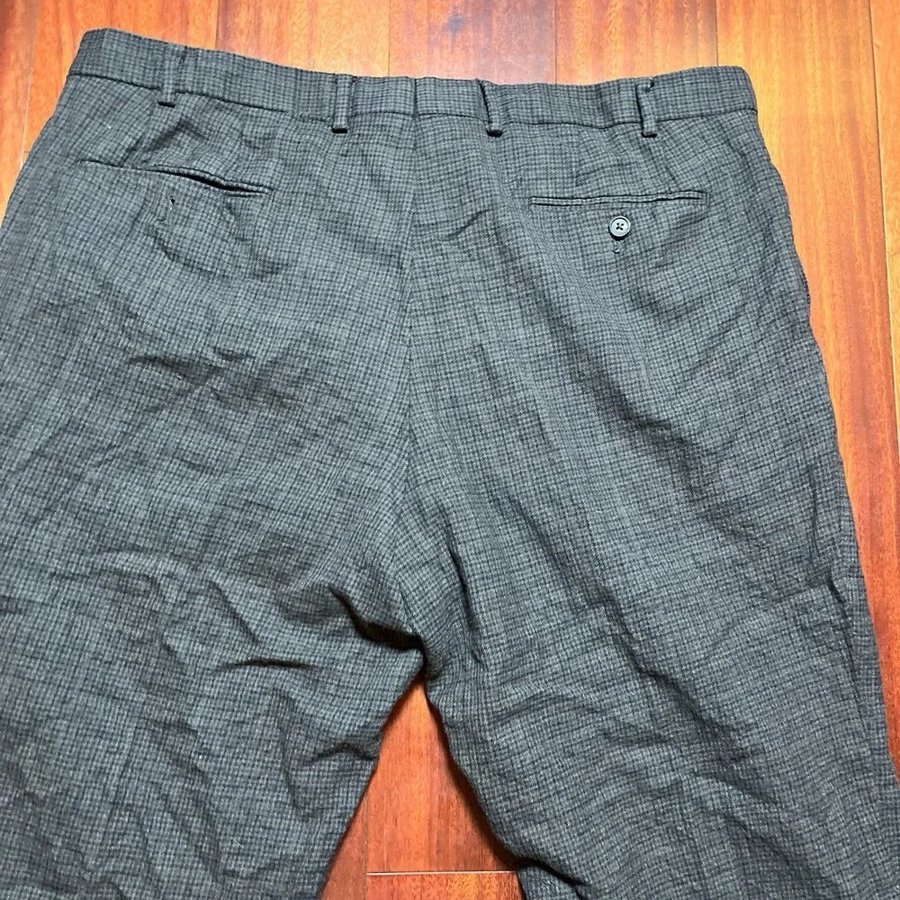 Lauren Ralph Lauren Pants Men 40x32 Gray Wool Plaid Check Preppy Hem Cuffed Logo